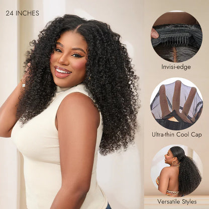 [WEAR GO HALF WIG]  Burmese curly Half Wig Invisible Hairline Beginner Friendly