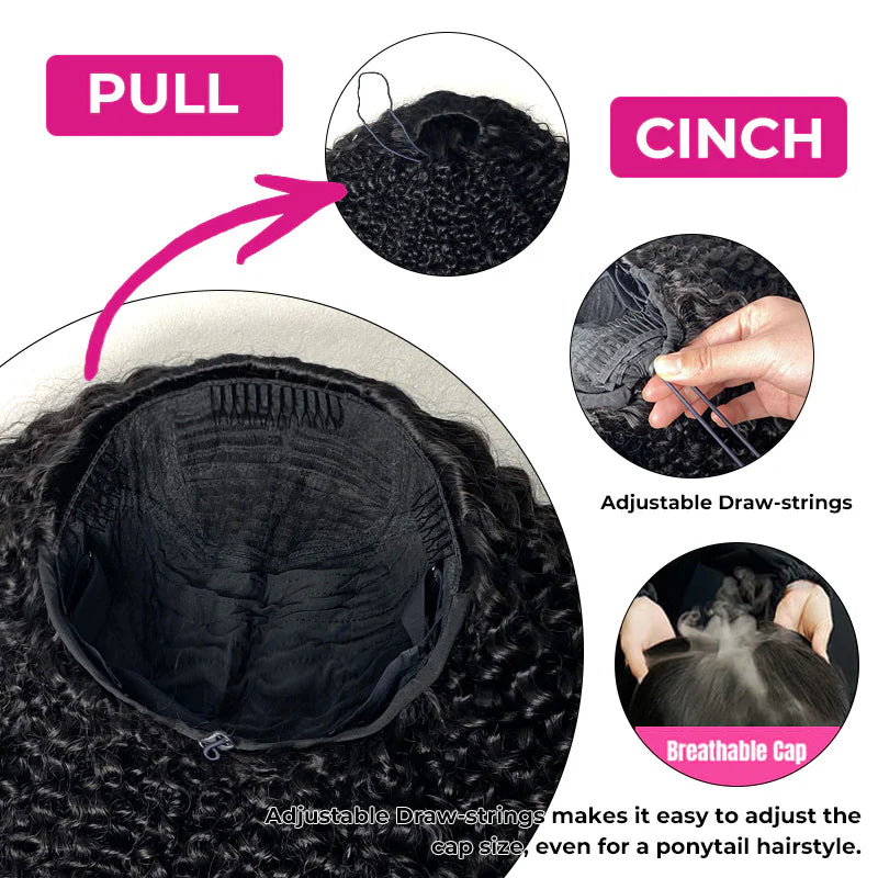 [WEAR GO HALF WIG]Kinky Straight Invisible Hairline Half Wig  Flip Over Wig For Beginner