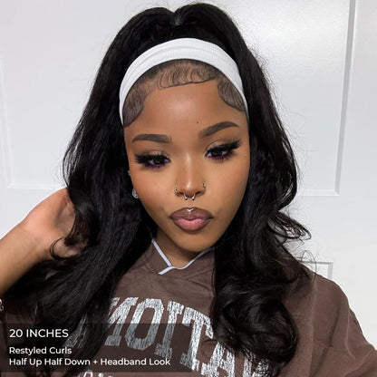 [WEAR GO HALF WIG]Kinky Straight Invisible Hairline Half Wig  Flip Over Wig For Beginner