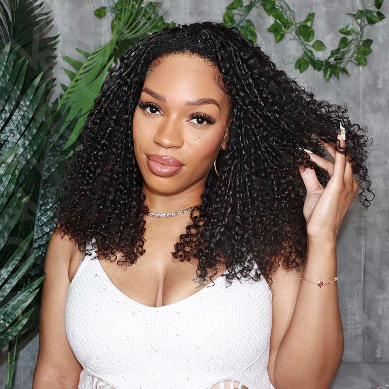 Muyol Pixie Curly Crochet Hair Pre-Separated Feather Soft Knotless Human Hair Extensions