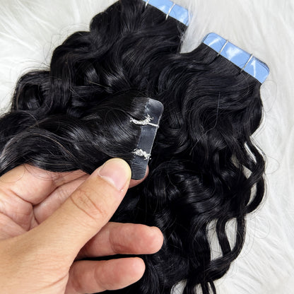 Water Wavy Curly Tape in Hair Extensions