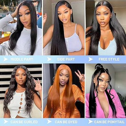 Bone Straight Super Double Drawn Raw Virgin Human Hair HD Glueless Wig