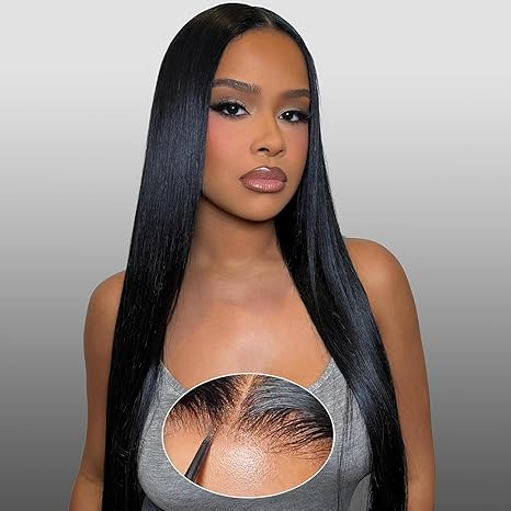 Bone Straight Super Double Drawn Raw Virgin Human Hair HD Glueless Wig
