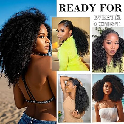 [WEAR GO HALF WIG]  Afro Curly Draw-strings Half Wig Real Hairline