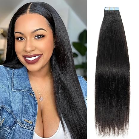 Yaki Straight Silk Press Tape in Hair Extensions