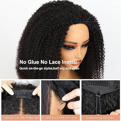 [WEAR GO HALF WIG]  Afro Curly Draw-strings Half Wig Real Hairline