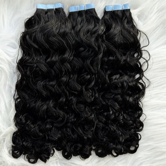 Burmese curly tape in hair extensions