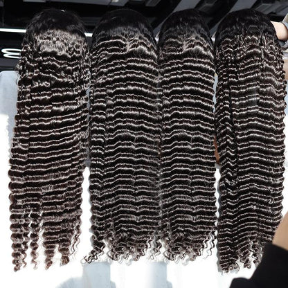 Deep wave Virgin Human hair 9x6 HD Lace Full Frontal glueless Wigs - URBAN CHIC HAIR