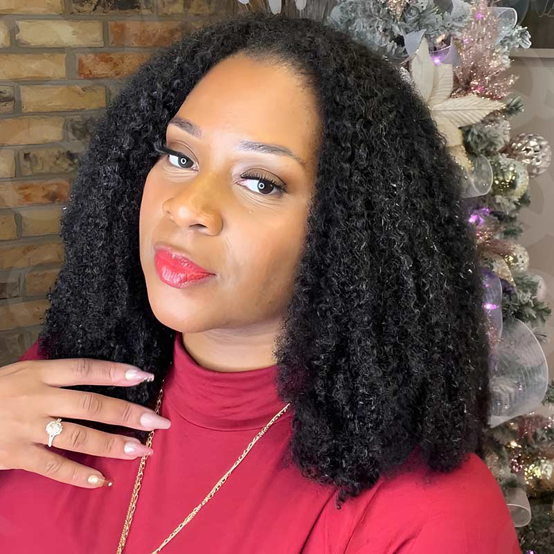 Muyol Afro Curly Crochet Hair Pre-Separated Feather Soft Knotless Human Hair Extensions