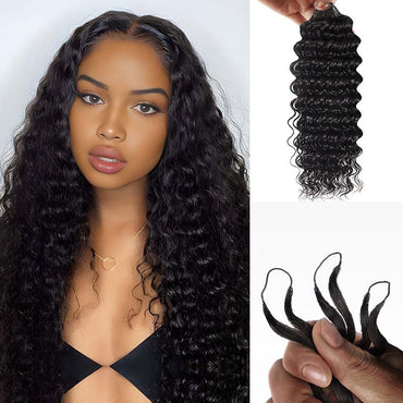 Muyol Deep wave Crochet Hair Pre-Separated Feather Soft Knotless Human Hair Extensions