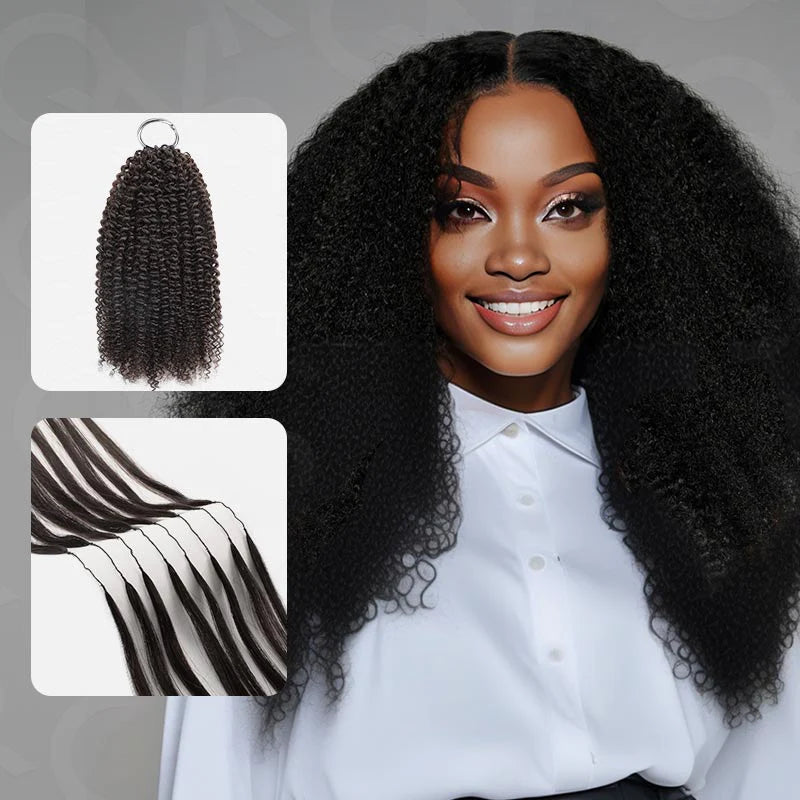 Muyol Afro Curly Crochet Hair Pre-Separated Feather Soft Knotless Human Hair Extensions