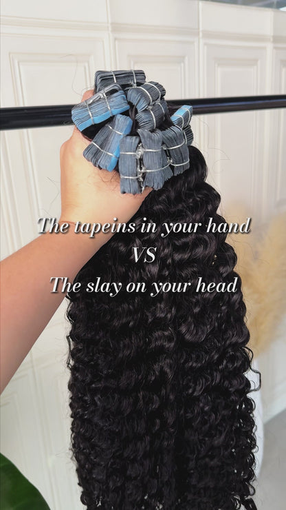 Burmese curly tape in hair extensions