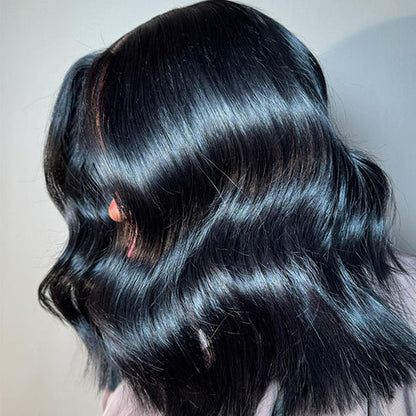 Wavy Super Double Drawn Raw Human Hair 11x6 Short Bob HD Glueless Wig